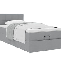 Ottoman-Bett mit Matratze Hellgrau 90x190 cm Stoff