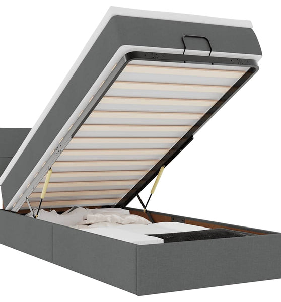 Ottoman-Bett mit Matratze Dunkelgrau 90x190 cm Stoff