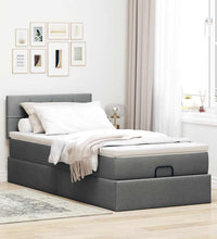 Ottoman-Bett mit Matratze Dunkelgrau 90x190 cm Stoff