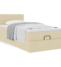 Ottoman-Bett mit Matratze Creme 90x190 cm Stoff