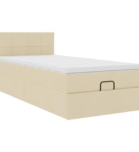 Ottoman-Bett mit Matratze Creme 90x190 cm Stoff