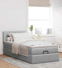 Ottoman-Bett mit Matratze Hellgrau 90x200 cm Stoff