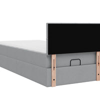 Ottoman-Bett mit Matratze Hellgrau 90x200 cm Stoff
