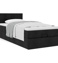 Ottoman-Bett mit Matratze Schwarz 90x200 cm Stoff