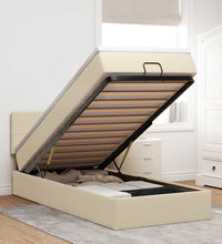 Ottoman-Bett mit Matratze Creme 90x200 cm Stoff