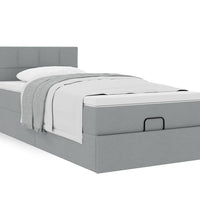 Ottoman-Bett mit Matratze Hellgrau 100x200 cm Stoff