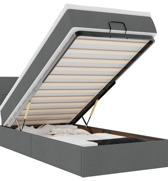 Ottoman-Bett mit Matratze Dunkelgrau 100x200 cm Stoff