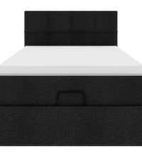 Ottoman-Bett mit Matratze Schwarz 100x200 cm Stoff