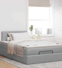 Ottoman-Bett mit Matratze Hellgrau 120x200 cm Stoff