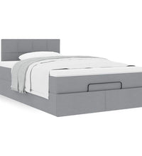Ottoman-Bett mit Matratze Hellgrau 120x200 cm Stoff