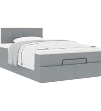 Ottoman-Bett mit Matratze Hellgrau 120x200 cm Stoff