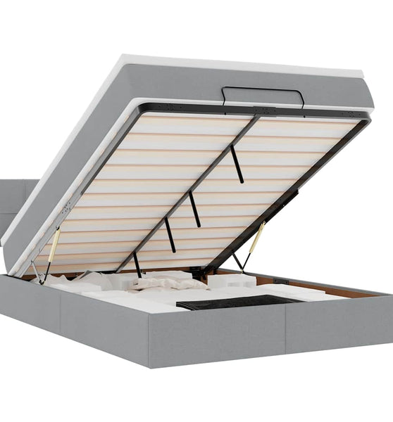 Ottoman-Bett mit Matratze Hellgrau 140x200 cm Stoff