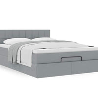 Ottoman-Bett mit Matratze Hellgrau 140x200 cm Stoff