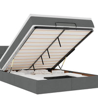 Ottoman-Bett mit Matratze Dunkelgrau 140x200 cm Stoff