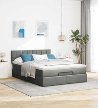 Ottoman-Bett mit Matratze Dunkelgrau 140x200 cm Stoff