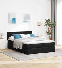Ottoman-Bett mit Matratze Schwarz 140x200 cm Stoff