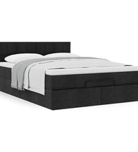 Ottoman-Bett mit Matratze Schwarz 140x200 cm Stoff
