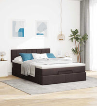 Ottoman-Bett mit Matratze Dunkelbraun 140x200 cm Stoff