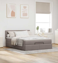 Ottoman-Bett mit Matratze Taupe 140x200 cm Stoff
