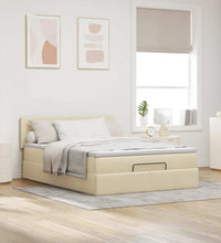 Ottoman-Bett mit Matratze Creme 140x200 cm Stoff