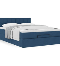 Ottoman-Bett mit Matratze Blau 140x200 cm Stoff