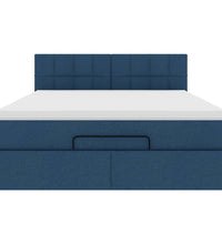 Ottoman-Bett mit Matratze Blau 140x200 cm Stoff