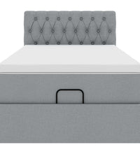 Ottoman-Bett mit Matratze Hellgrau 90x190 cm Stoff