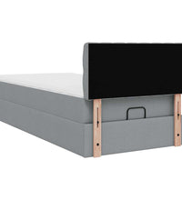 Ottoman-Bett mit Matratze Hellgrau 90x190 cm Stoff