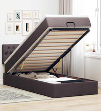 Ottoman-Bett mit Matratze Dunkelbraun 90x190 cm Stoff