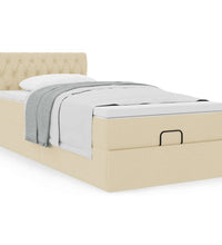 Ottoman-Bett mit Matratze Creme 90x190 cm Stoff