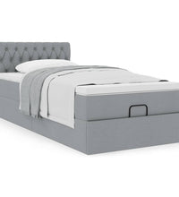 Ottoman-Bett mit Matratze Hellgrau 90x200 cm Stoff