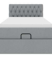 Ottoman-Bett mit Matratze Hellgrau 90x200 cm Stoff
