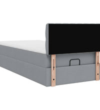 Ottoman-Bett mit Matratze Hellgrau 90x200 cm Stoff