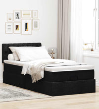 Ottoman-Bett mit Matratze Schwarz 90x200 cm Stoff