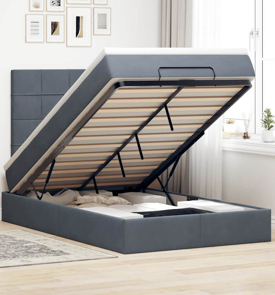 Ottoman-Bett mit Matratze Taupe 90x200 cm Stoff