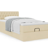 Ottoman-Bett mit Matratze Creme 90x200 cm Stoff