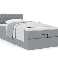 Ottoman-Bett mit Matratze Hellgrau 100x200 cm Stoff