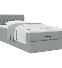 Ottoman-Bett mit Matratze Hellgrau 100x200 cm Stoff