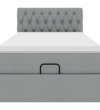 Ottoman-Bett mit Matratze Hellgrau 100x200 cm Stoff