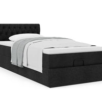 Ottoman-Bett mit Matratze Schwarz 100x200 cm Stoff