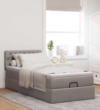 Ottoman-Bett mit Matratze Taupe 100x200 cm Stoff