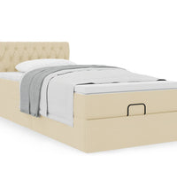 Ottoman-Bett mit Matratze Creme 100x200 cm Stoff