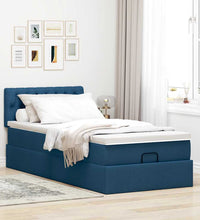 Ottoman-Bett mit Matratze Blau 100x200 cm Stoff