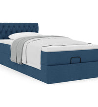 Ottoman-Bett mit Matratze Blau 100x200 cm Stoff