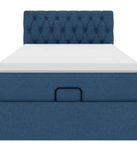 Ottoman-Bett mit Matratze Blau 100x200 cm Stoff