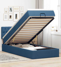 Ottoman-Bett mit Matratze Blau 100x200 cm Stoff