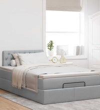 Ottoman-Bett mit Matratze Hellgrau 120x200 cm Stoff