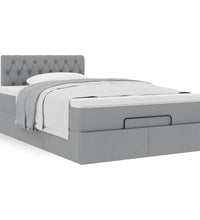Ottoman-Bett mit Matratze Hellgrau 120x200 cm Stoff