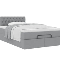 Ottoman-Bett mit Matratze Hellgrau 120x200 cm Stoff
