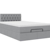 Ottoman-Bett mit Matratze Hellgrau 120x200 cm Stoff